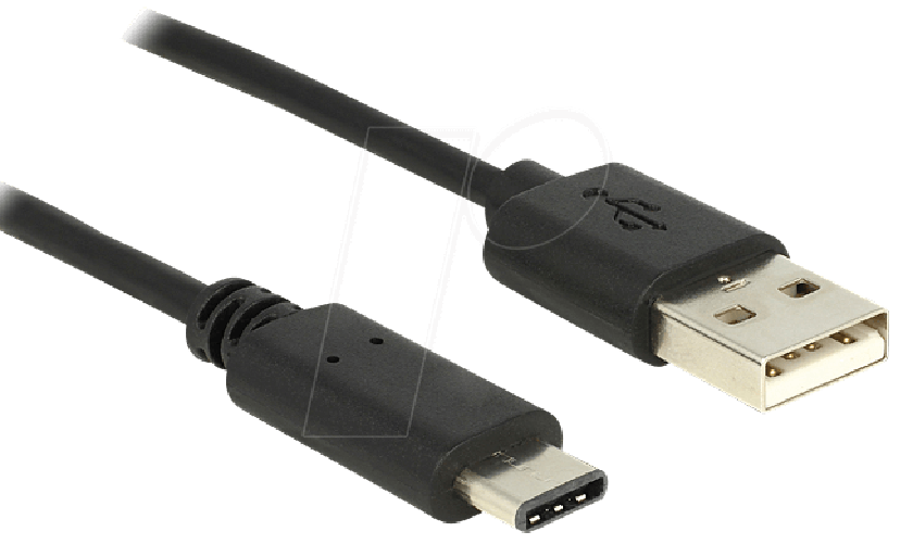 DeLOCK 0.5m, USB2.0-A/USB2.0-C cavo USB 0,5 m USB A USB C Nero