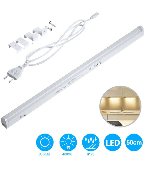 Lampada Luce Sottopensile 50cm Mobili Cucina Armadio Barra Led 750lm Bianco - -Bianco Caldo -
