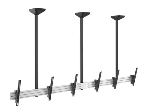 Equip Montaggio a soffitto a tre schermi da 45” a 50” Equip 650374 Supporto TV a parete 127 cm (50") Nero, Argento