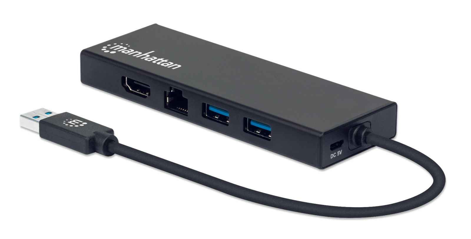 Manhattan 152846 replicatore di porte e docking station per laptop USB tipo A Nero (USB-A Dock/Hub Ports x5 Ethernet HDM Manhattan 152846 replicatore