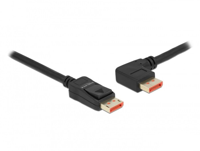 DeLOCK Cavo DisplayPort da maschio diritto a maschio 90° sinistra ad angolo 8K 60 Hz 2 m
