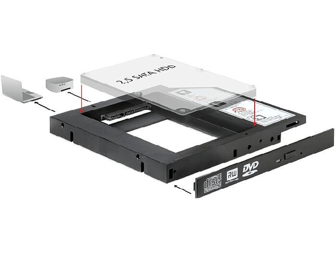 Delock Fr den Einbau in einen Slim 5.25" Schacht Intern 13 Pin Slim SATA Stecker Fr 1 x 2 DeLOCK 61993 accessori per laptop