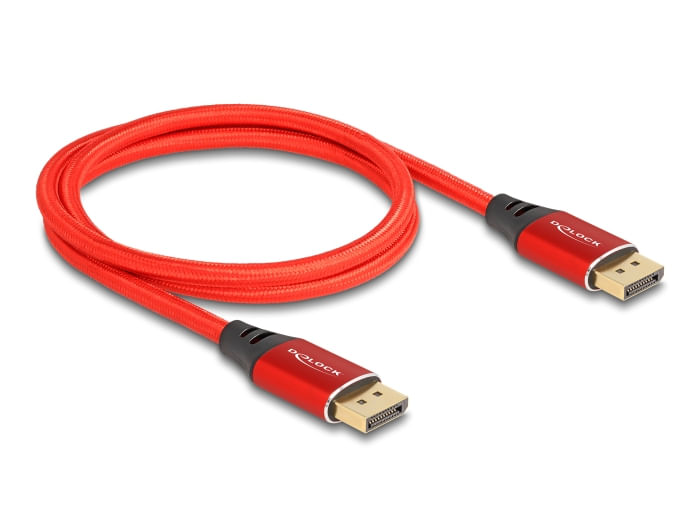 Delock Cavo DisplayPort 16K 60 Hz 1 m rosso in metallo DeLOCK Cavo DisplayPort 16K 60 Hz 1 m metallo rosso