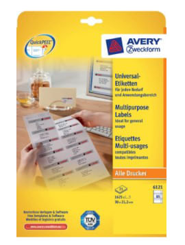 Avery Zweckform Etichette universali AVERY Zweckform 6121 380 x 212 mm bianco Avery 6121 etichetta per stampante Bianco