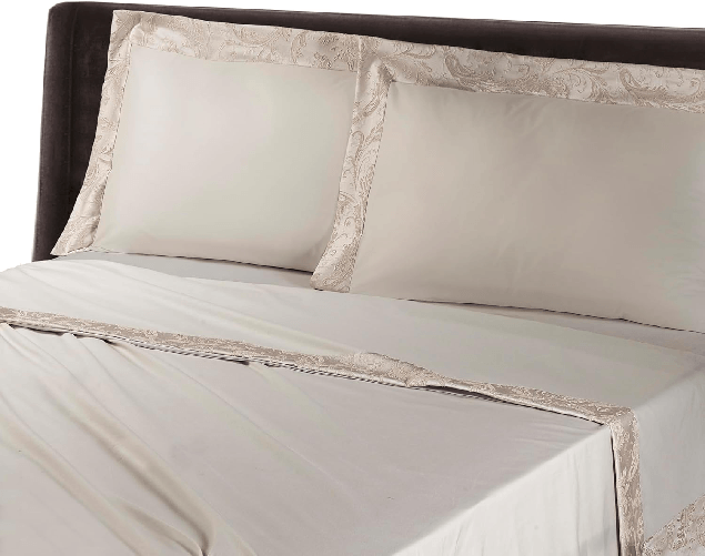 POSITANO COLLEZIONE MON AMOUR ELEGANTE COMPLETO LENZUOLA MATRIMONIALE MISURA MAXI IN COTONE COLORE BEIGE