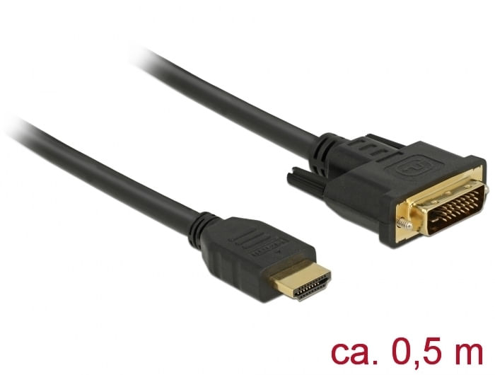 DeLOCK 85651 cavo e adattatore video 0,5 m HDMI tipo A (Standard) DVI Nero