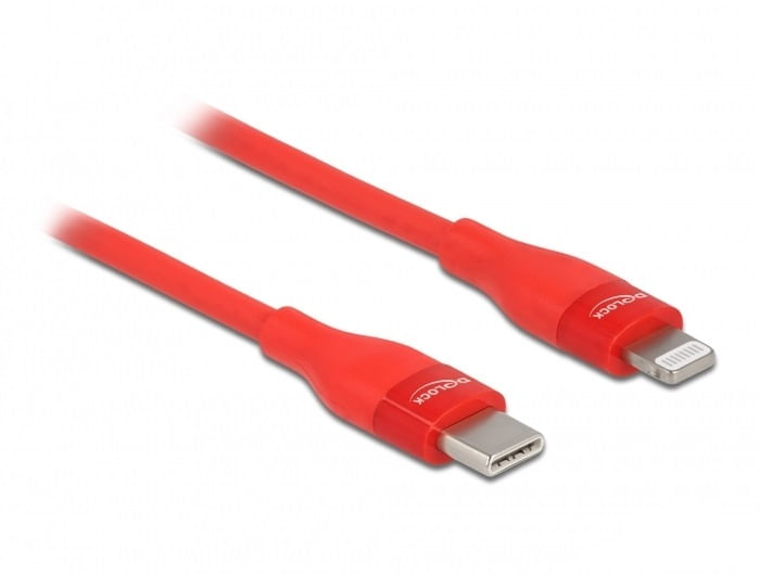DeLOCK Cavo dati e cavo di ricarica USB Type-C per Lightning per iPhone, iPad e iPod da rosso 2 m MFi Delock Cavo dati e di ricarica da USB Type-C a L