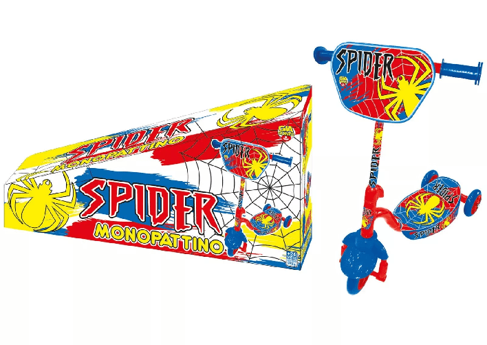 Monopattino spider giocattolo bambino 3 ruote 2 anni 60cm blu rosso GIAQUINTO