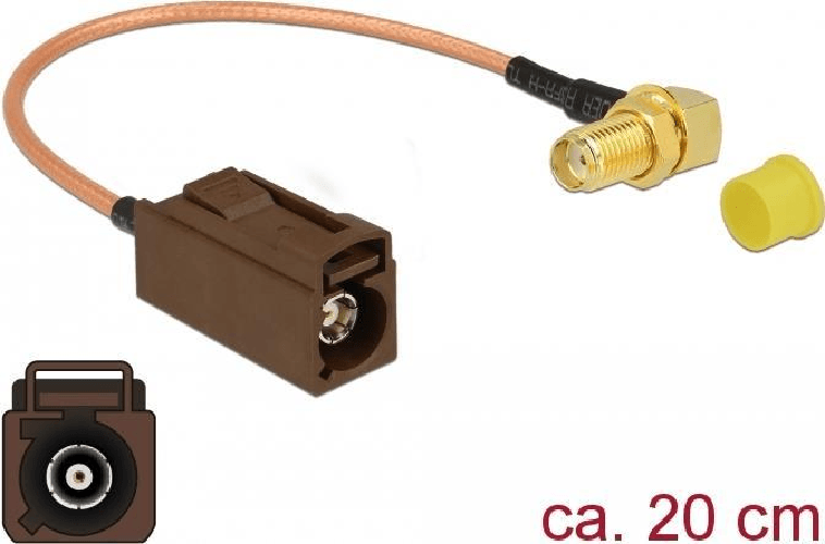 DeLOCK 89684 cavo coassiale RG-316 0,2 m FAKRA F SMA Nero, Marrone, Oro, Giallo