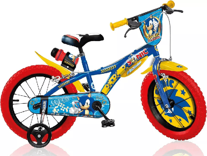 Bicicletta 14 Pollici Sonic Con Rotelline Stabilizzatrici , 5-7 Anni