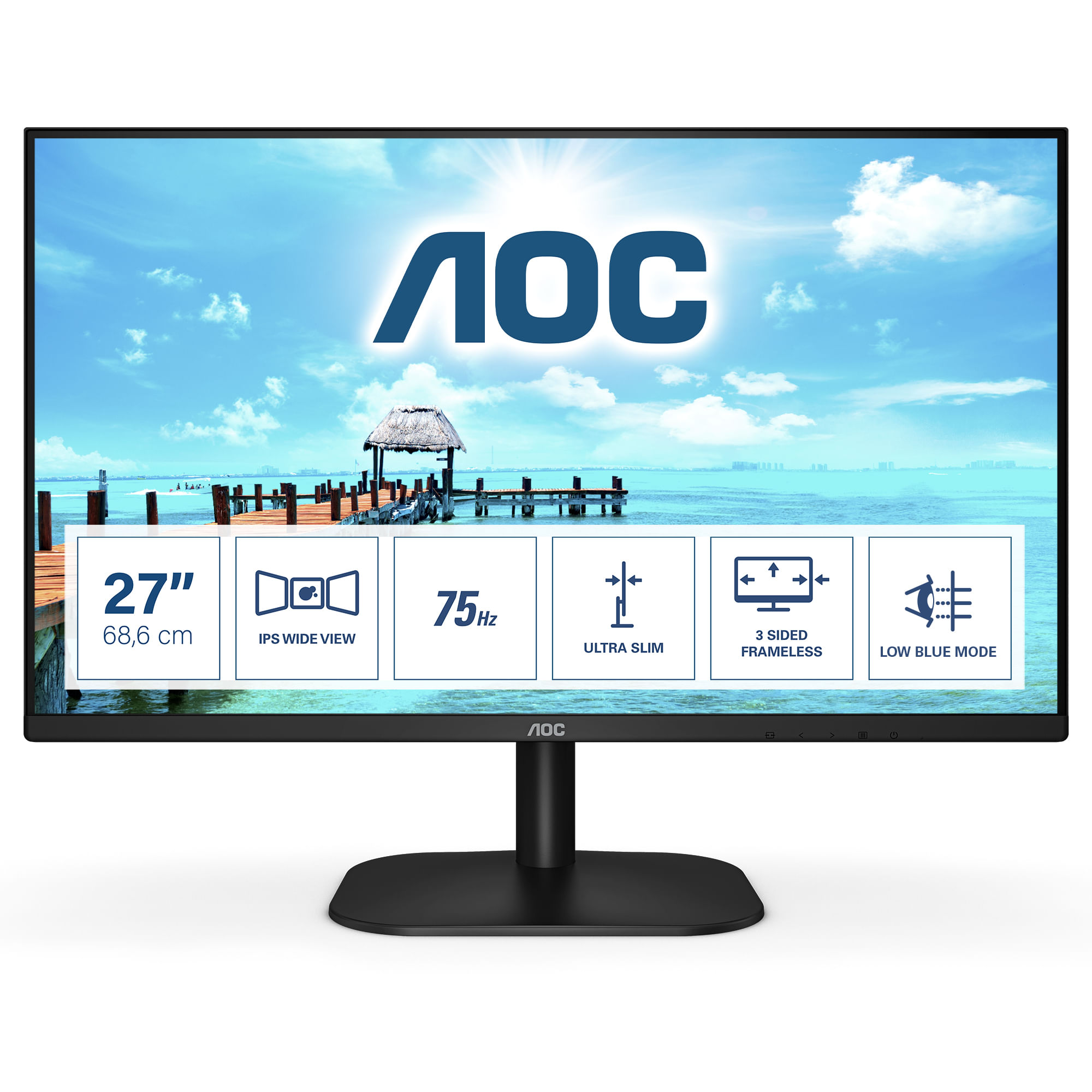 AOC Monitor Flat 27'' Basic-Line 27b2h 1920x1080 Pixel Full Hd Led Tempo di risposta 7 ms AOC B2 27B2H/EU LED display 68,6 cm (27") 1920 x 1080 Pixel