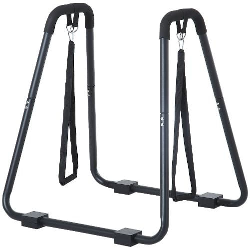 HOMCOM Dip Station Parallele con Passanti e Maniglie Imbottite in Acciaio 90 x 81 x 92.5cm Nero
