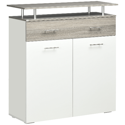 HOMCOM Mobile da Soggiorno in Truciolato con Ripiani Regolabili, Cassetto e 2 Spazi Aperti, 104x38.5x111.5 cm, Bianco
