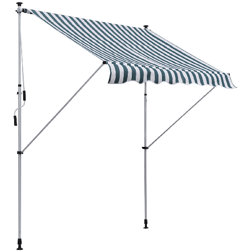Outsunny Tenda da Sole da Esterno 2x1.5m a Rullo con Manovella, Altezza e Angolazione Regolabile, Bianco e Verde