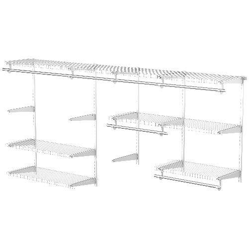 HOMCOM Organizer in Acciaio Montato a Muro con 9 Ripiani Regolabili e 5 Aste per Appendere, 249.4x38.8x162 cm, Bianco