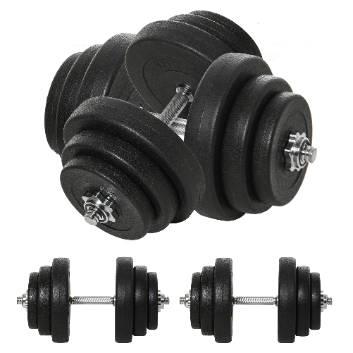 HOMCOM Set Manubri Palestra 40kg (4x5kg, 4x2.5kg, 4x1.5kg), Pesi Palestra con 12 Dischi da 1.5kg, 2.5kg, 5kg, ?25mm, per Allenamento a Casa