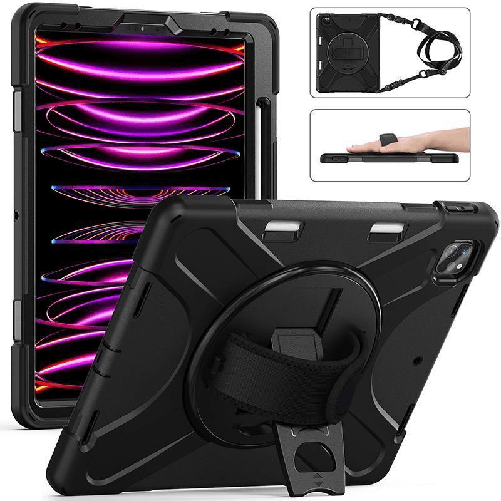 ESTUFF ES681559-BULK non classificato (AUSTIN Defender Case iPad Air - 13 2024 with hand strap and - shoulder strap. Bla eSTUFF ES681559-BULK non clas