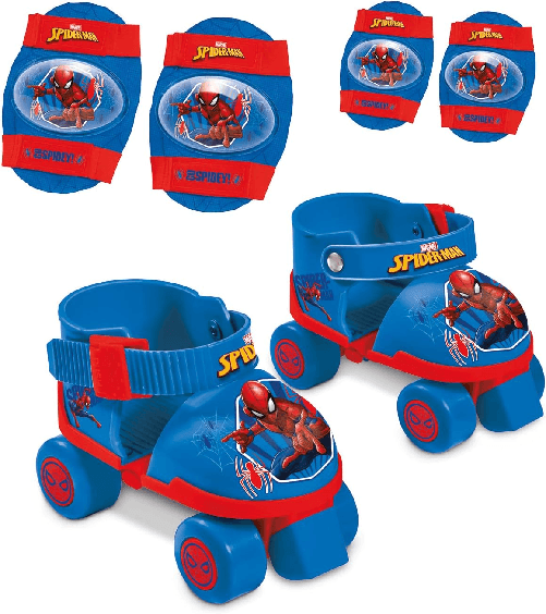 MONDO Spider-Man Pattini Baby con protezioni regolabili dal 22 al 29 in borsa