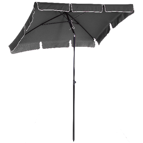 Outsunny Ombrellone da Giardino Rettangolare 2x1.3 m con Inclinazione Regolabile e Palo in Alluminio, Grigio e Nero