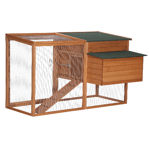 PawHut Pollaio per Galline Ovaiole da Esterno con Tetto Apribile e Recinto in Legno, 168x110.5x101.5 cm