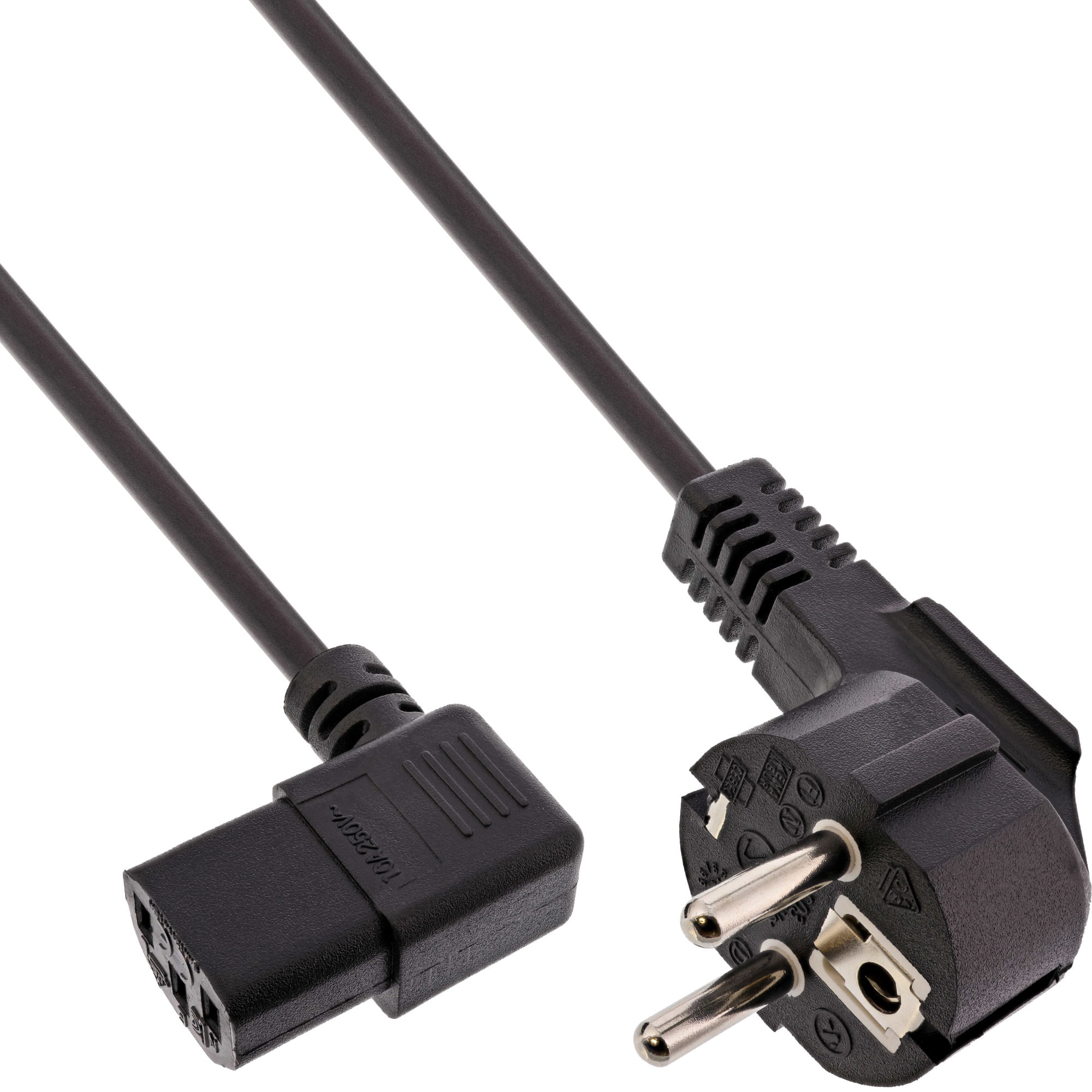 InLine Cavo di rete - cavo di protezione w. - prova dell'apparecchio freddo. C13 lasciato svolto - nero - 3 m InLine Cavo alimentazione spina Shucko 9