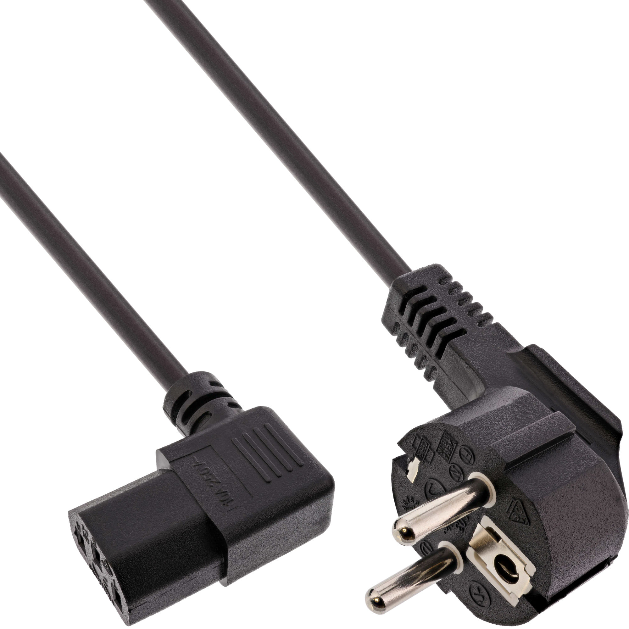 InLine Cavo di rete - contatto di terra w. al test dell'apparecchio freddo. C13 lato destro - 03 m InLine Cavo alimentazione spina Shucko 90° presa C-