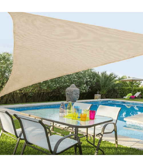 Trade Shop Traesio-vela Telo Parasole 3,6 X 3,6 Mt Tenda Triangolare Ombreggiante Giardino Tessuto - Colore Beige