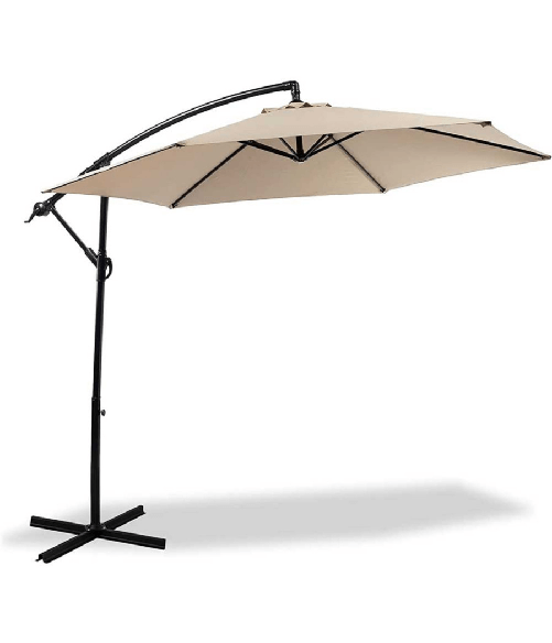 Trade Shop Traesio-ombrellone Giardino Decentrato 3x3 Con Pendente Palo Alluminio Gazebo Antivento - Bianco Colore Verde
