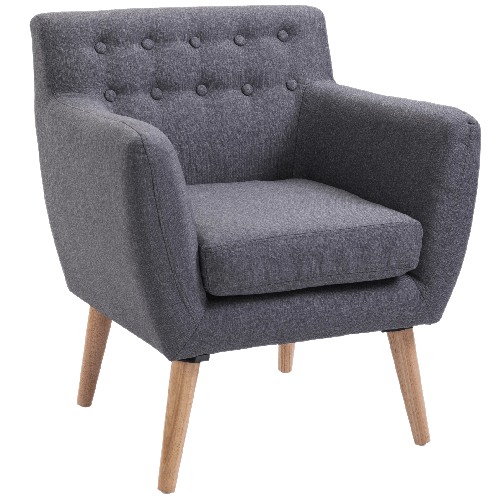 HOMCOM Poltrona Imbottita Moderna, Poltroncina da Camera Soggiorno con Braccioli Tessuto Legno 68 58.5 76cm Grigio Chiaro