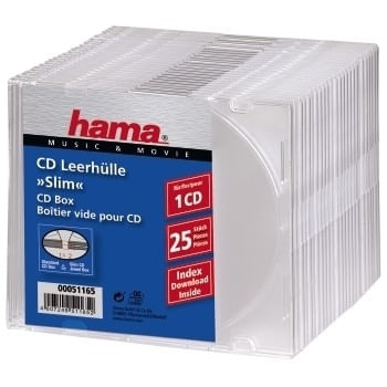 Hama CD/DVD/Blu-Ray Slim Jewel Cases x25 Transparent Hama CD Slim Box, 25 pcs./pack 1 dischi Trasparente