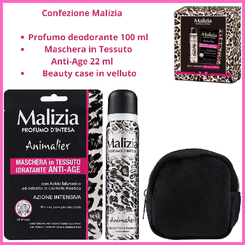 Confezione regalo donna malizia idee regalo regali di natale maschera viso profumo deodorante beauty case velluto xmas