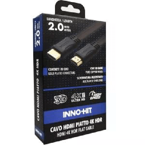 Inno-Hit Cavo Hdmi Piatto 4k Hdr 2mt Nero