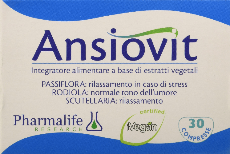 ansiovit - integratore alimentare a base di passiflora, rodiola e scutellaria, ingredienti utili a