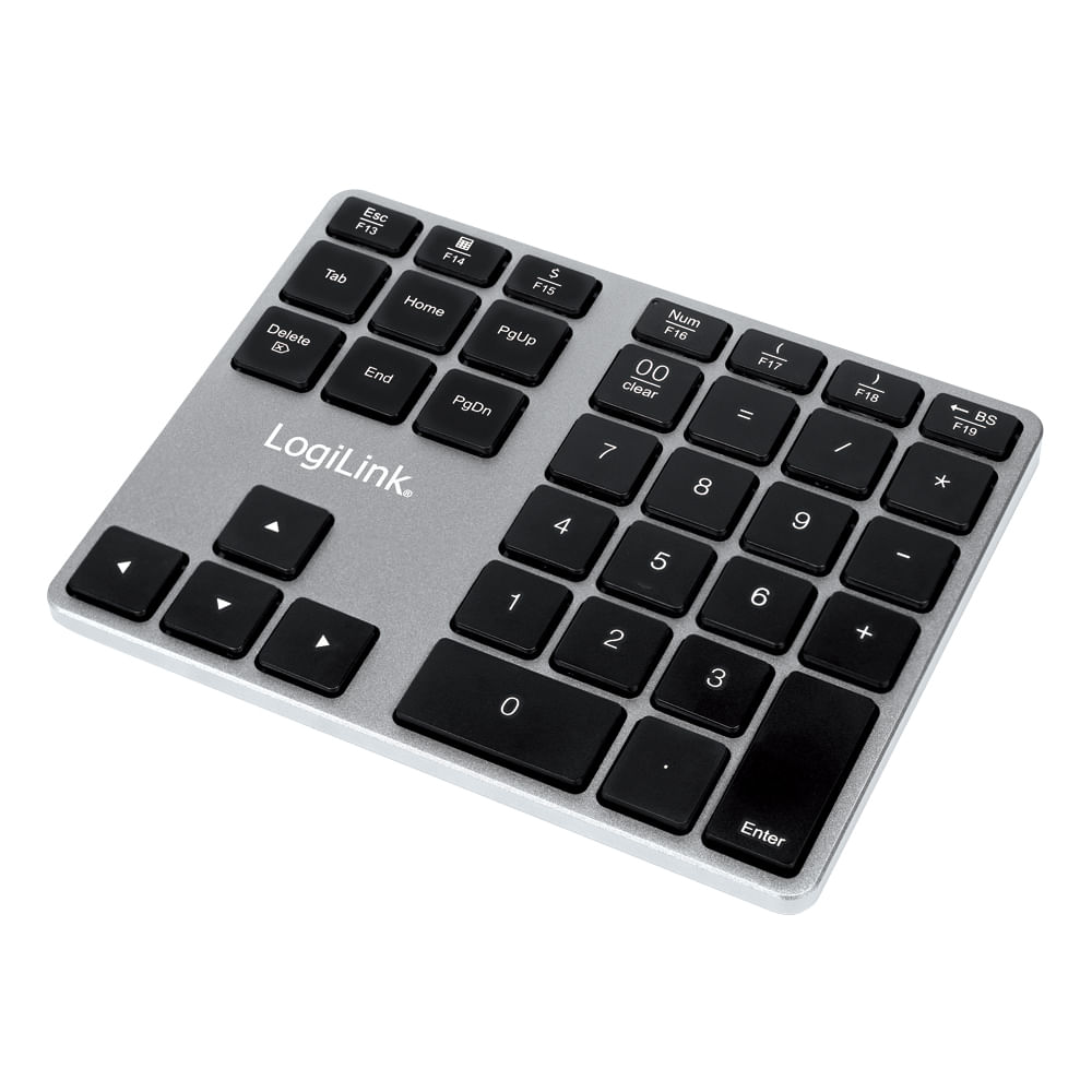 LogiLink ID0187 tastierino numerico Universale Bluetooth Alluminio Nero (LogiLink Wireless Numbered Keyboard with Arrow LogiLink ID0187 tastierino num