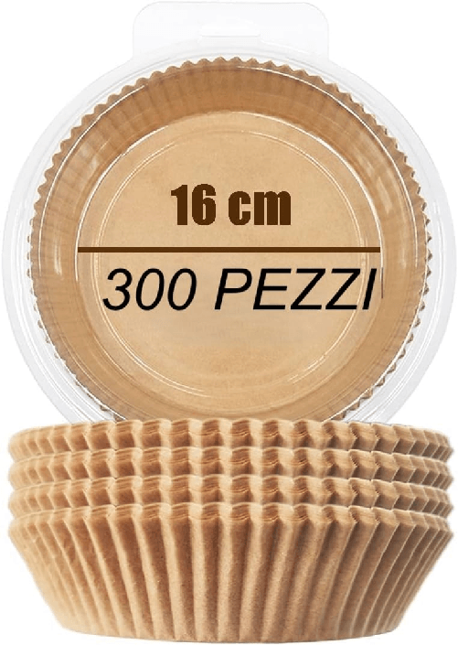 Carta Forno Friggitrice Ad Aria Calda Carta da Forno Antiaderente Monouso, Carta per Forno e Microonde, BPA Free (16cm 300 Pezzi)