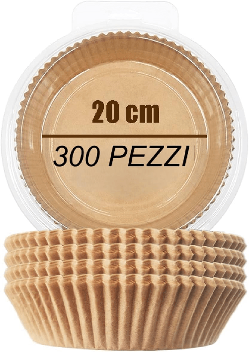 Carta Forno Friggitrice Ad Aria Calda, 300 Pezzi, 20cm, Carta Forno Antiaderente Monouso, Carta Forno, Microonde, BPA Free (20cm 300 Pezzi)
