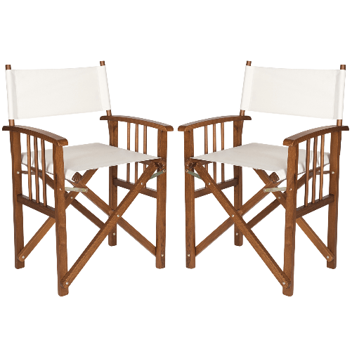 Set 2 Sedie da Regista Pieghevoli in Legno da Esterno Richiudibili con Braccioli 52x50x83h