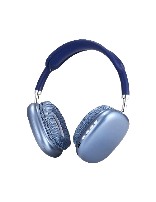 Cuffie Wireless P9 Bluetooth Auricolari Radio Ricaricabili Ingresso MicroSD Card (Blu)