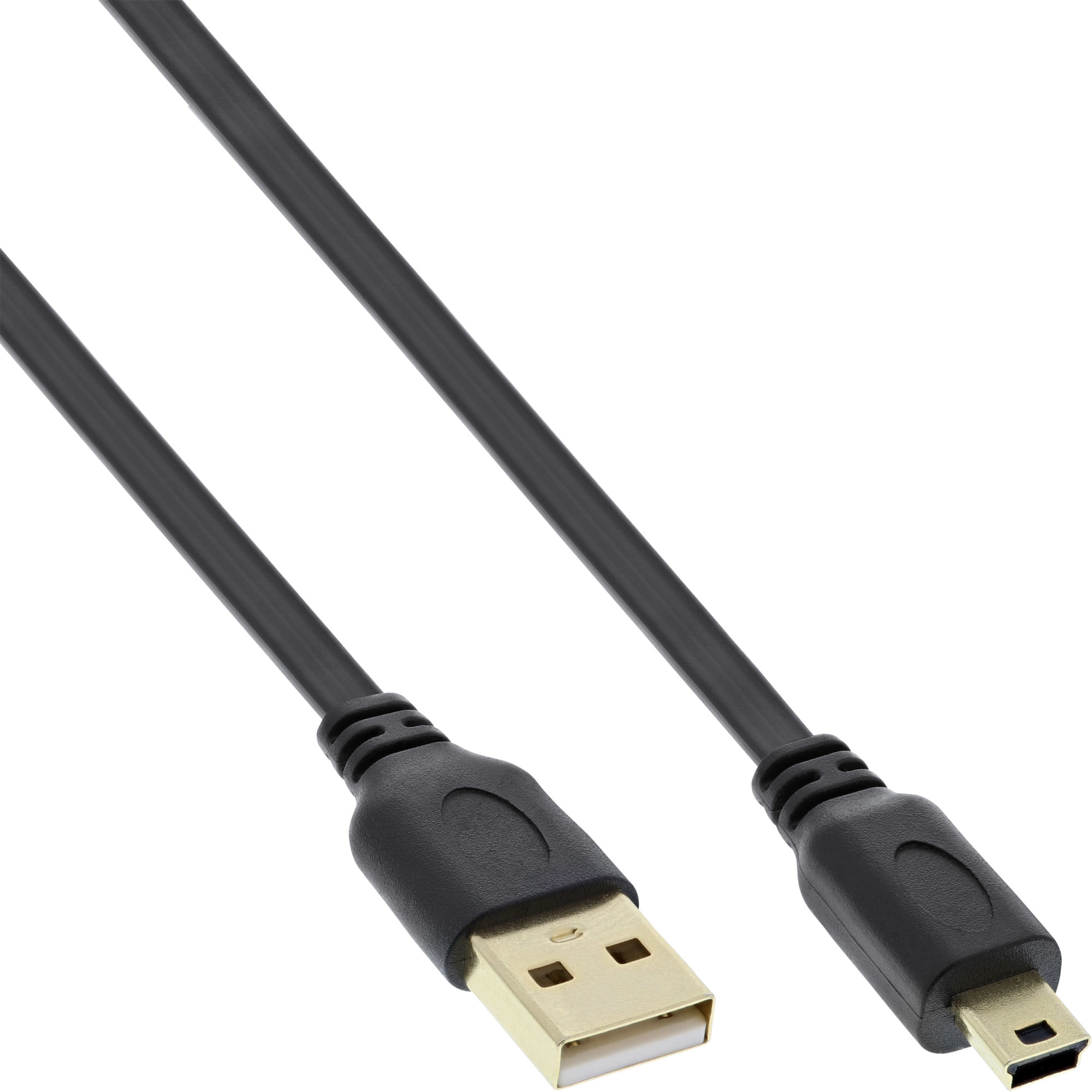 InLine Cavo USB 2.0 Mini, Am/ Mini Bm(5pol.), Piatto, dorato, nero, 1m
