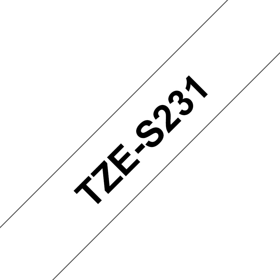 Brother NASTRO BROTHER TZe S231 12MMx8MT NERO/BIANCO LAMINATO CON ADESIVO RESISTENTE Brother TZE-S231 nastro per etichettatrice Nero su bianco TZ