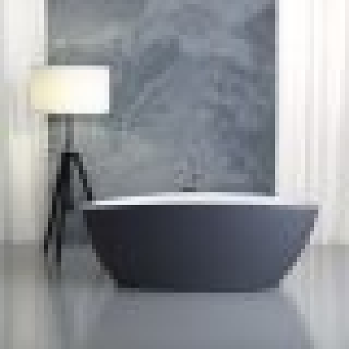 Vasca da bagno moderna freestandig in marmo resina a barca bianca grigia 157cm Badok Moray