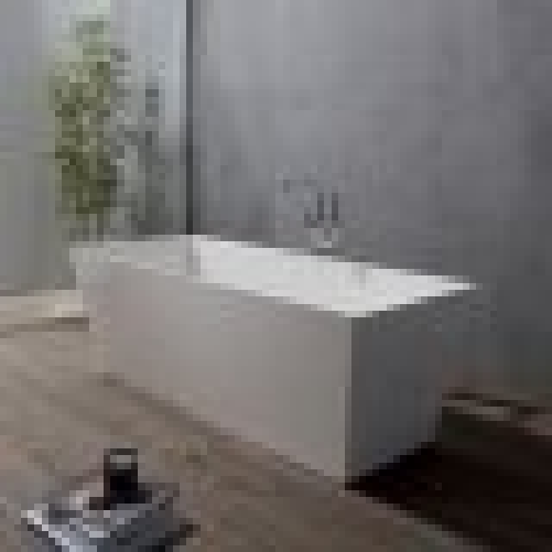 Vasca da bagno moderna freestandig in marmo resina rettangolare bianca 160cm Badok Okyo