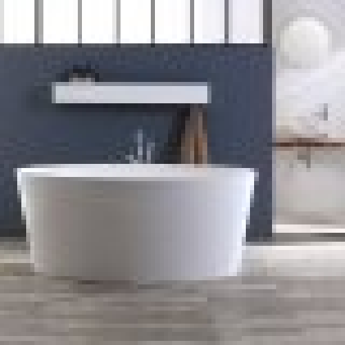 Vasca da bagno moderna freestandig in marmo resina ovoidale bianca 158cm Badok Norena