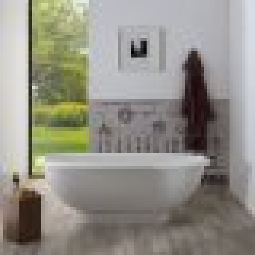 Vasca da bagno moderna freestandig in marmo resina ovale bianca 180cm Badok Sanora