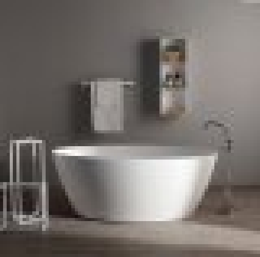 Vasca da bagno moderna freestandig in marmo resina ovale bianca 160cm Badok Lamap