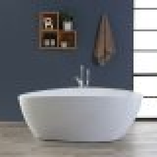 Vasca da bagno moderna freestandig in marmo resina a barca bianca 157cm Badok Moray