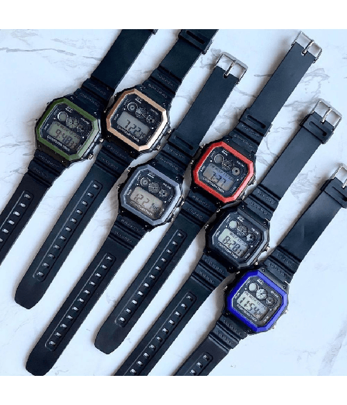 Orologio Da Polso Zcc Wr10m Digitale Crono Luce Sport Vintage Cinturino Plastica - Rosso