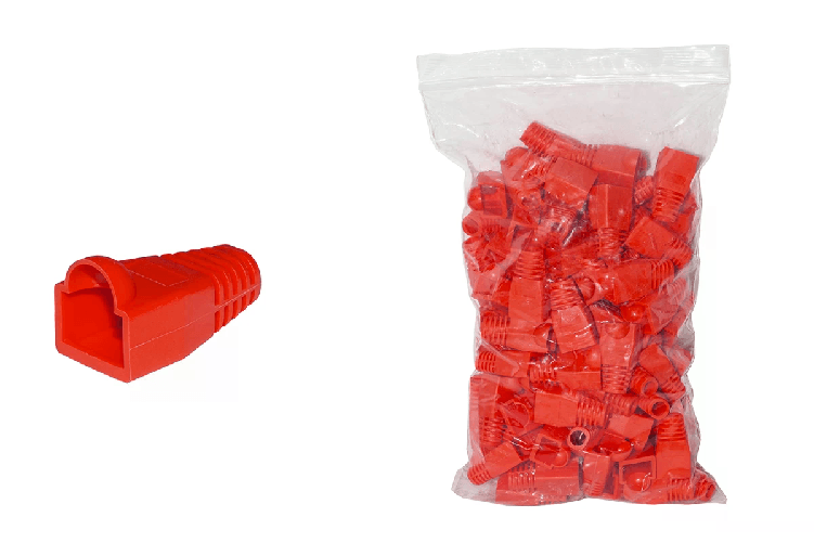 Link confezione 100 copriconnettori 6mm per plug rj45 8 poli cavo cat 5e- 6 rossi