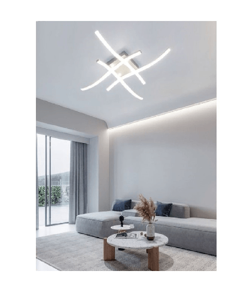 Plafoniera Moderna Led Soffitto Con Bracci A Onda Luce Fredda Naturale Calda C05 - -Bianco Caldo - Plafoniera Moderna Led Soffitto Con Bracci A Onda L