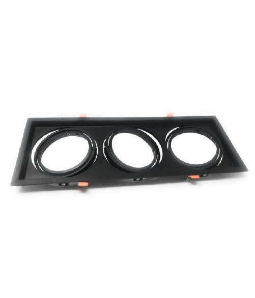 Trade Shop Traesio-portafaretti Incasso Triplo Per Faretto Ar111 Rettangolare Orientabile P-ar111-3 - Colore Nero